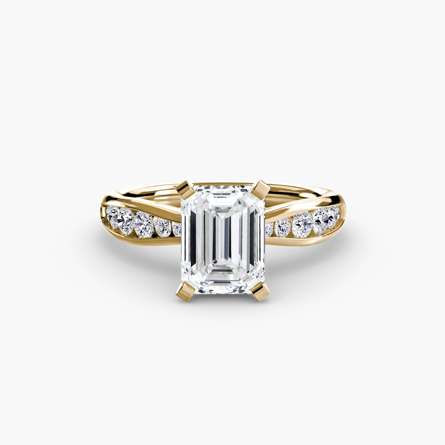 2.3mm | Tapered Engagement Ring with Channel-Set Round Accent Stones