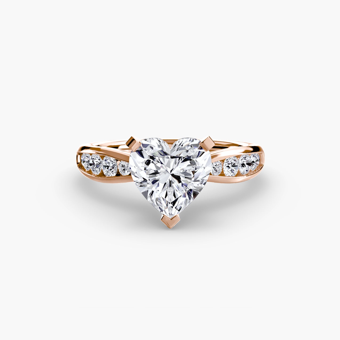 2.3mm | Tapered Engagement Ring with Channel-Set Round Accent Stones