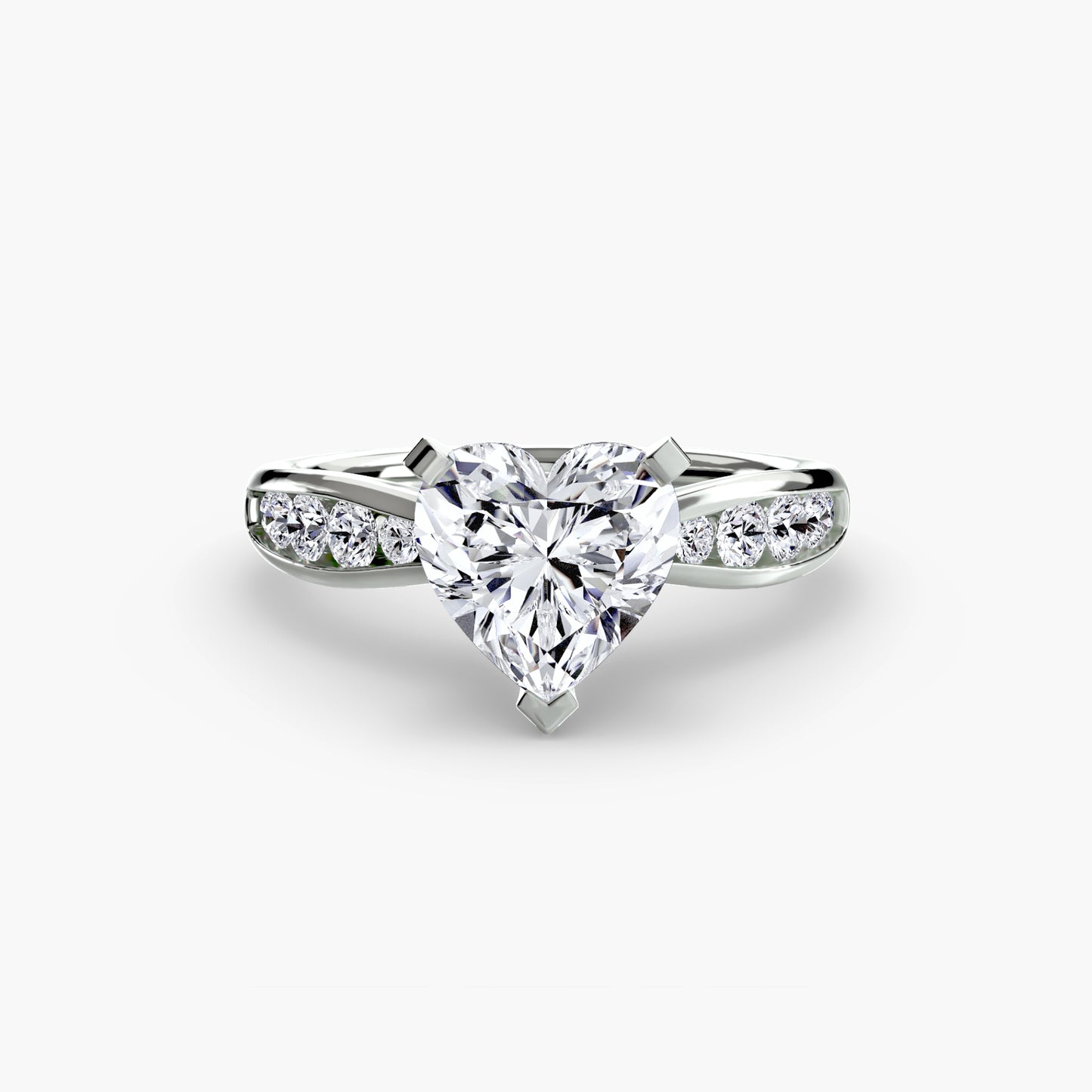 2.3mm | Tapered Engagement Ring with Channel-Set Round Accent Stones