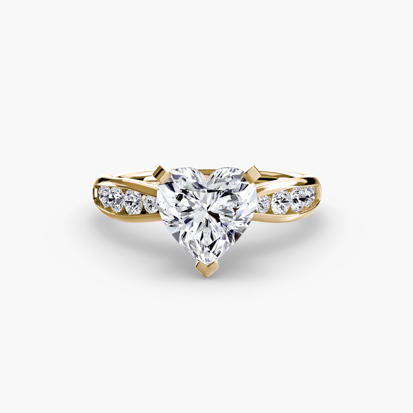 2.3mm | Tapered Engagement Ring with Channel-Set Round Accent Stones