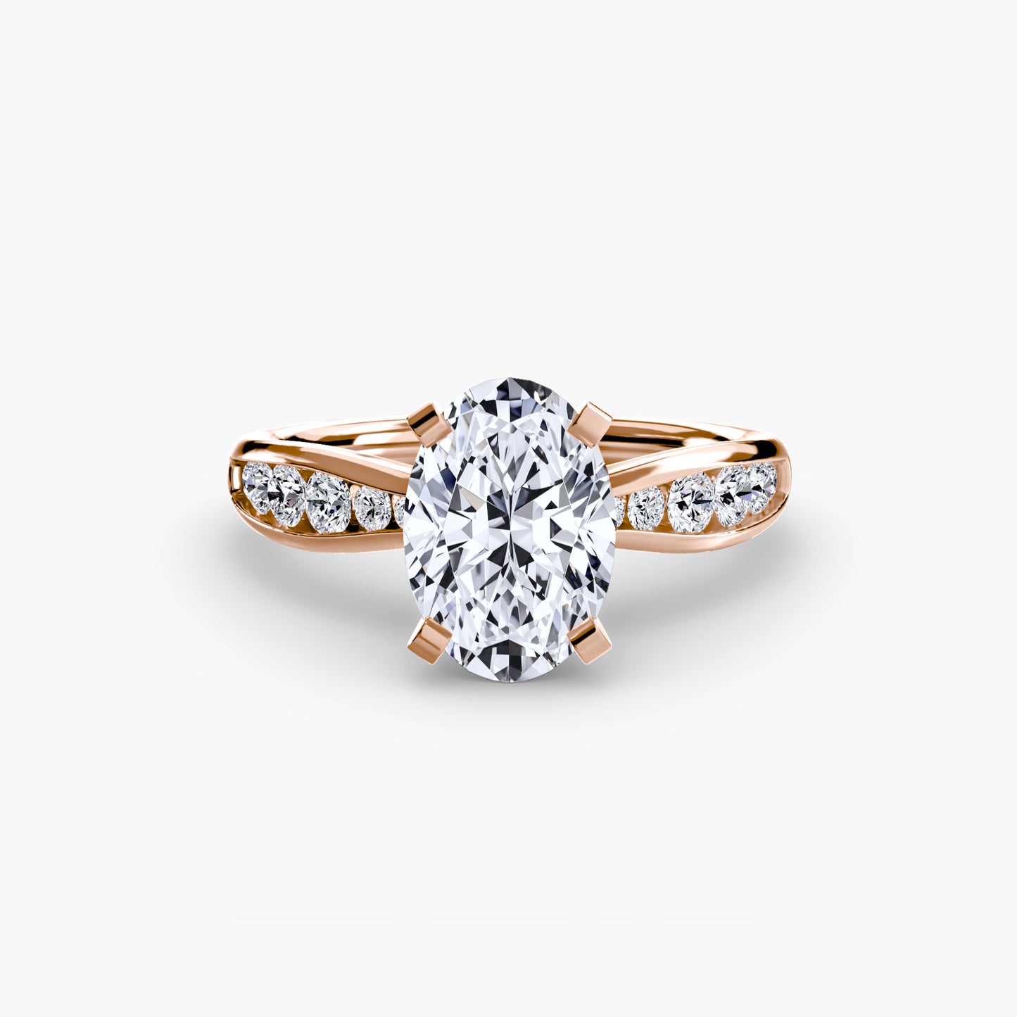 2.3mm | Tapered Engagement Ring with Channel-Set Round Accent Stones