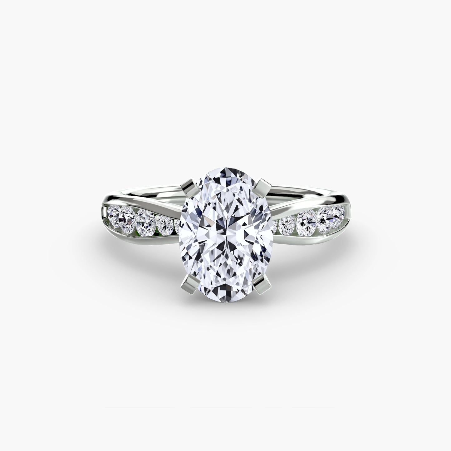 2.3mm | Tapered Engagement Ring with Channel-Set Round Accent Stones