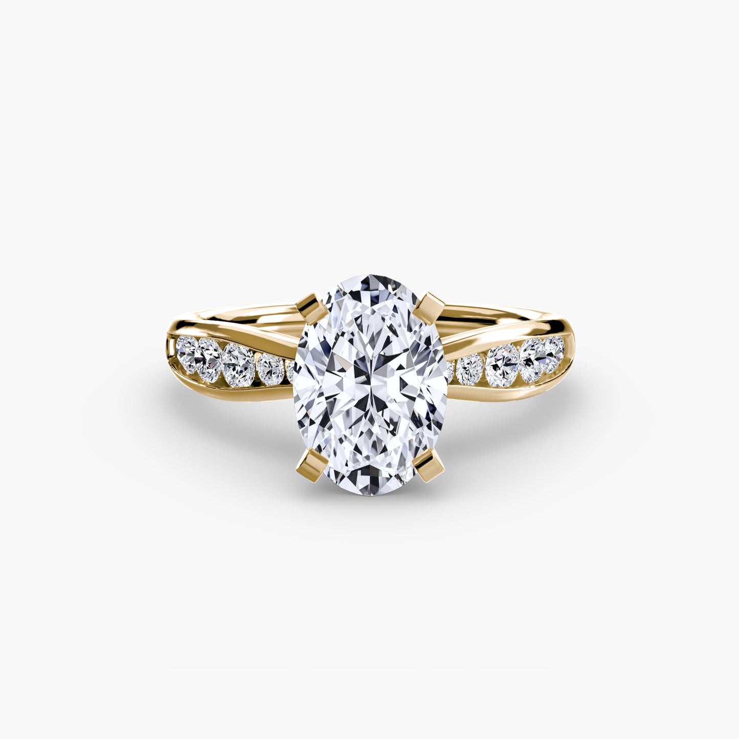 2.3mm | Tapered Engagement Ring with Channel-Set Round Accent Stones