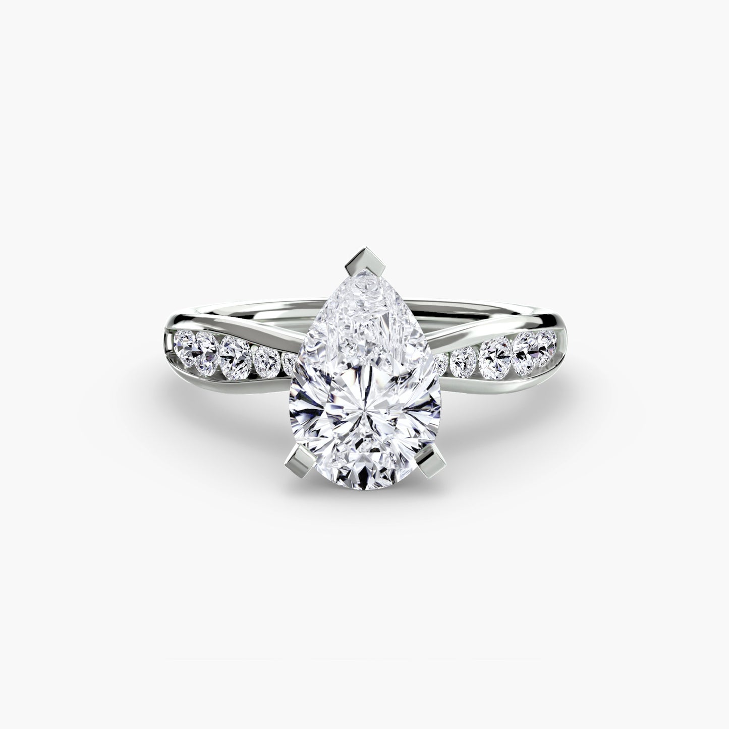 2.3mm | Tapered Engagement Ring with Channel-Set Round Accent Stones