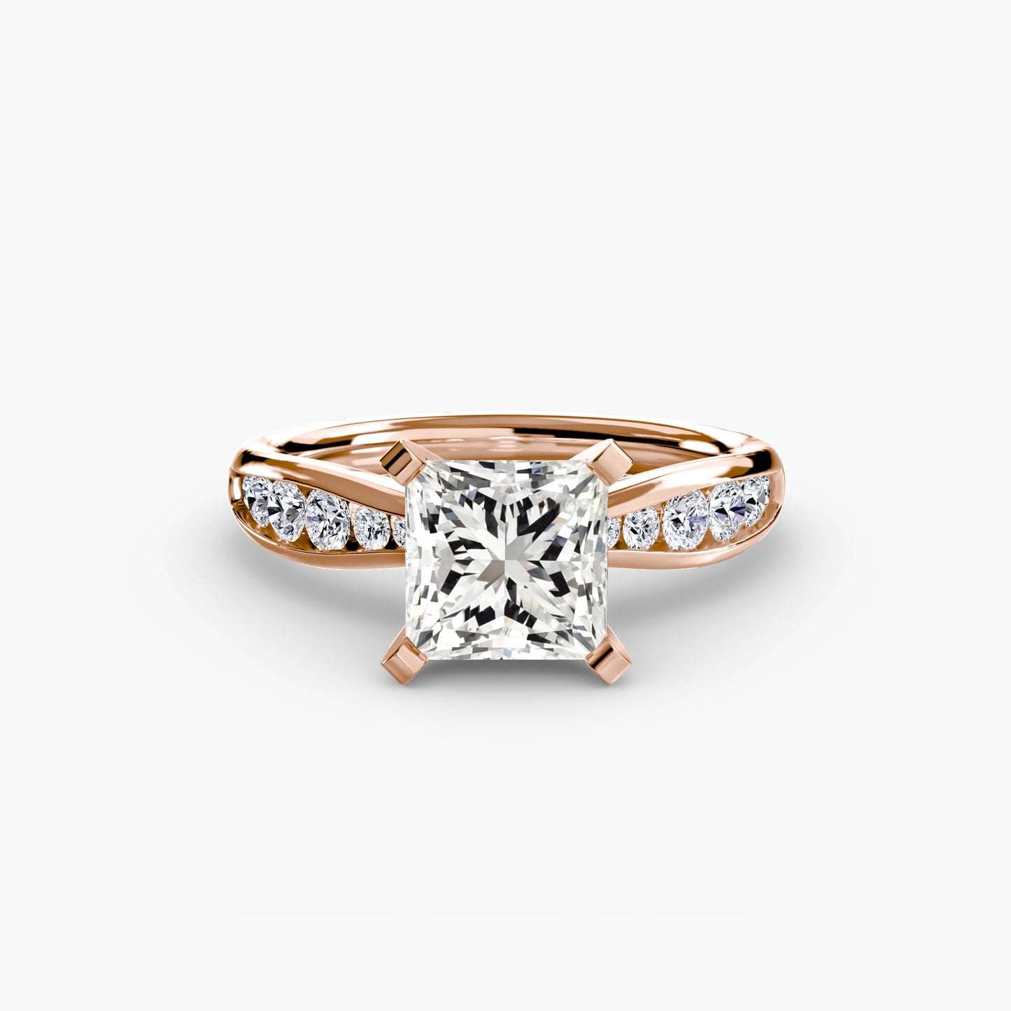 2.3mm | Tapered Engagement Ring with Channel-Set Round Accent Stones