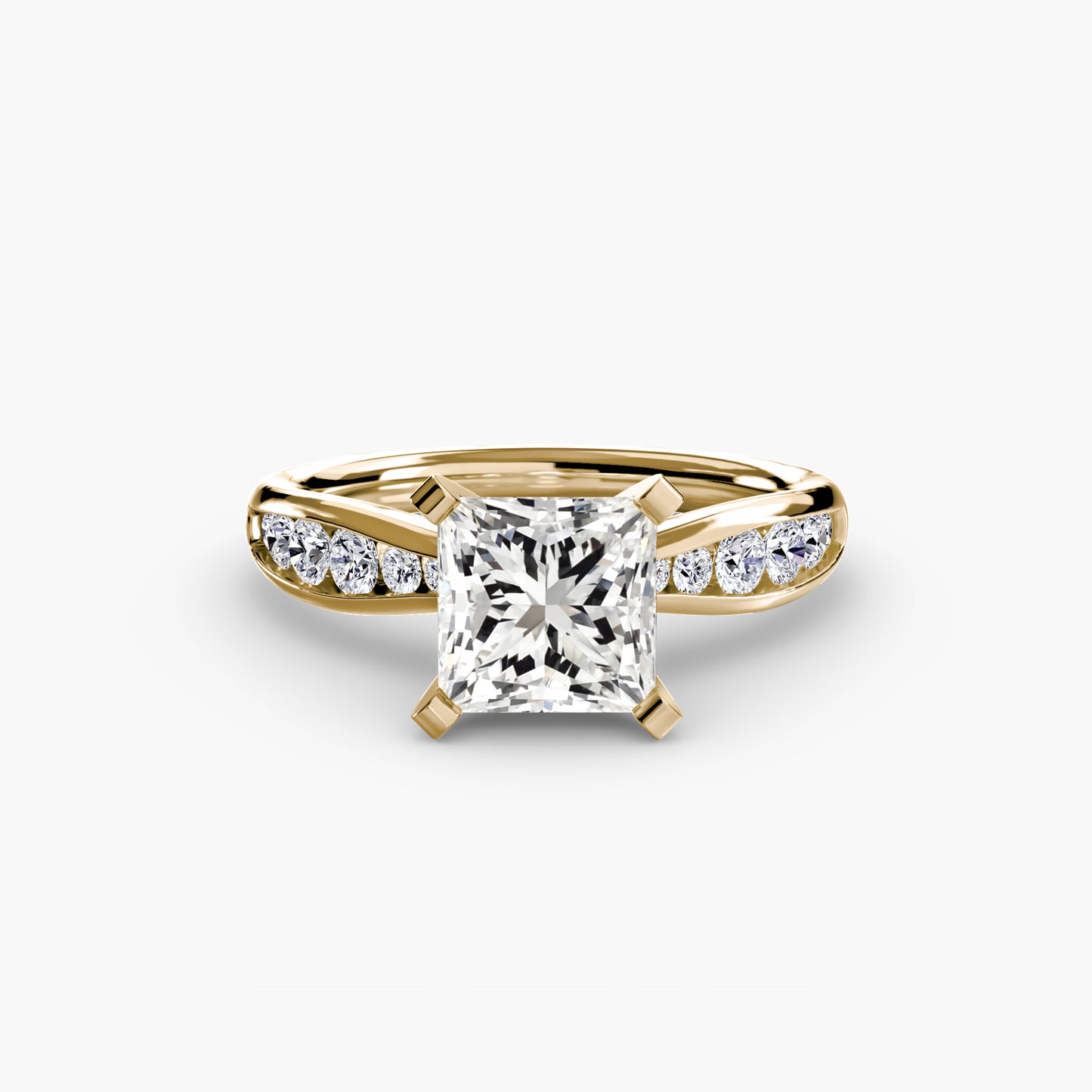 2.3mm | Tapered Engagement Ring with Channel-Set Round Accent Stones
