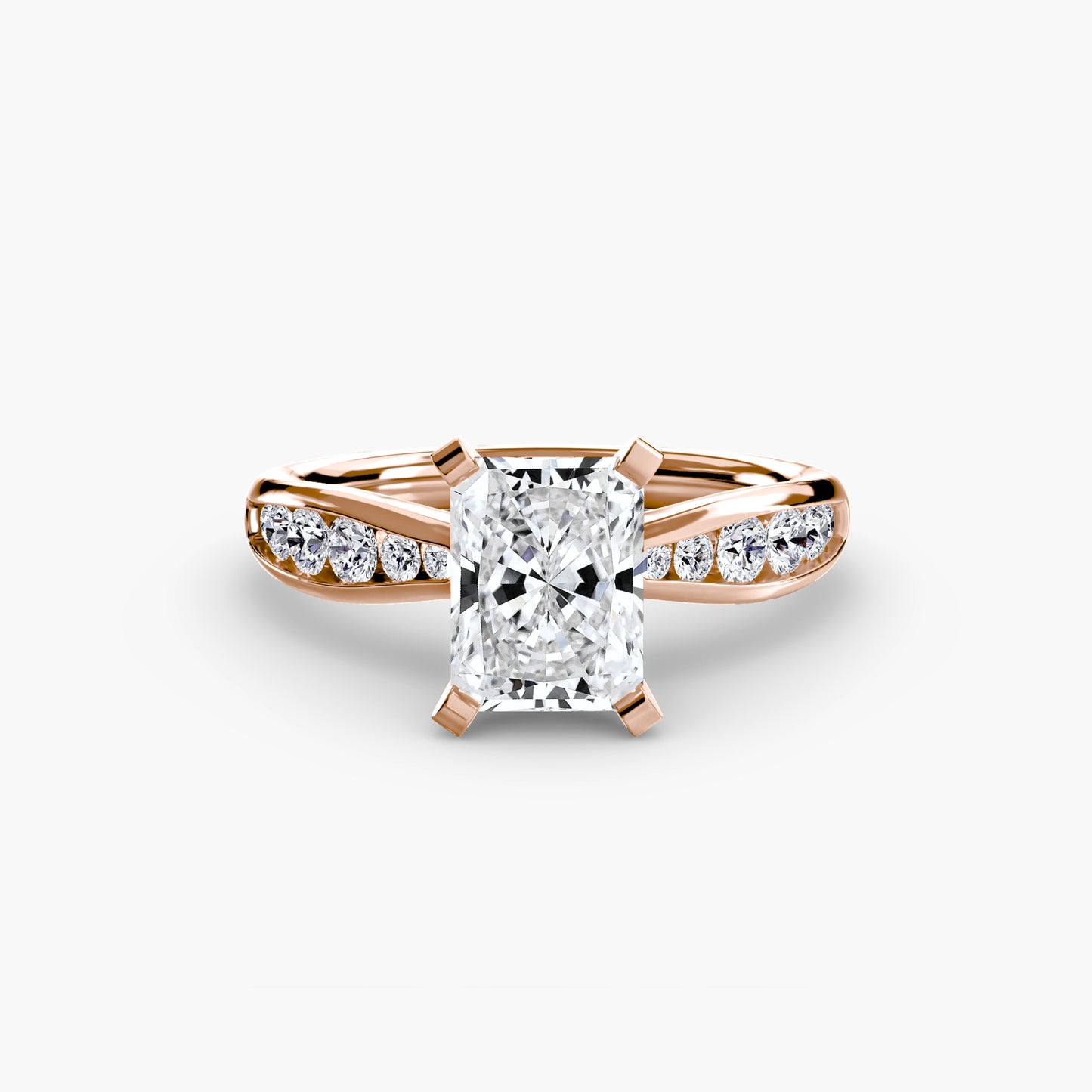 2.3mm | Tapered Engagement Ring with Channel-Set Round Accent Stones