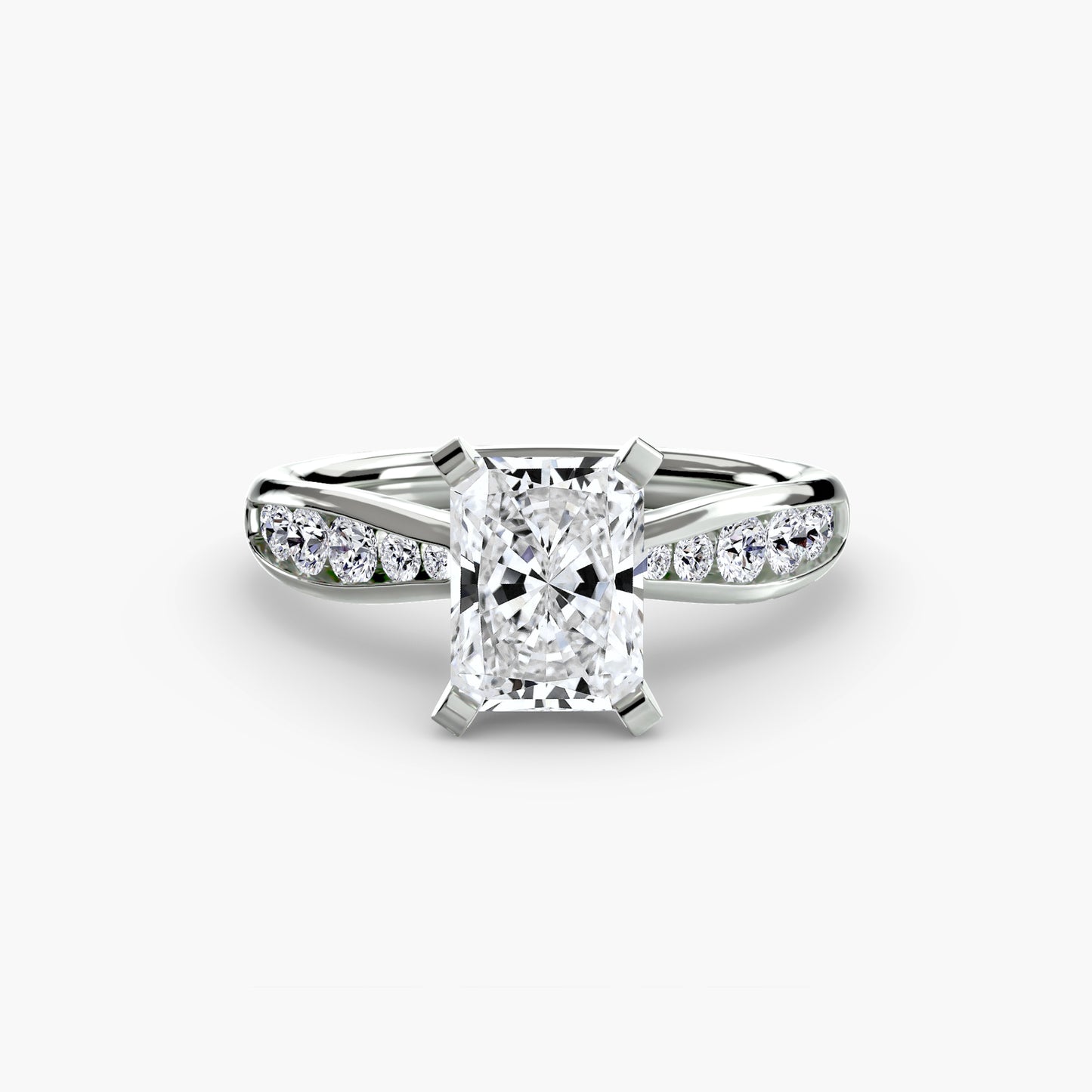 2.3mm | Tapered Engagement Ring with Channel-Set Round Accent Stones