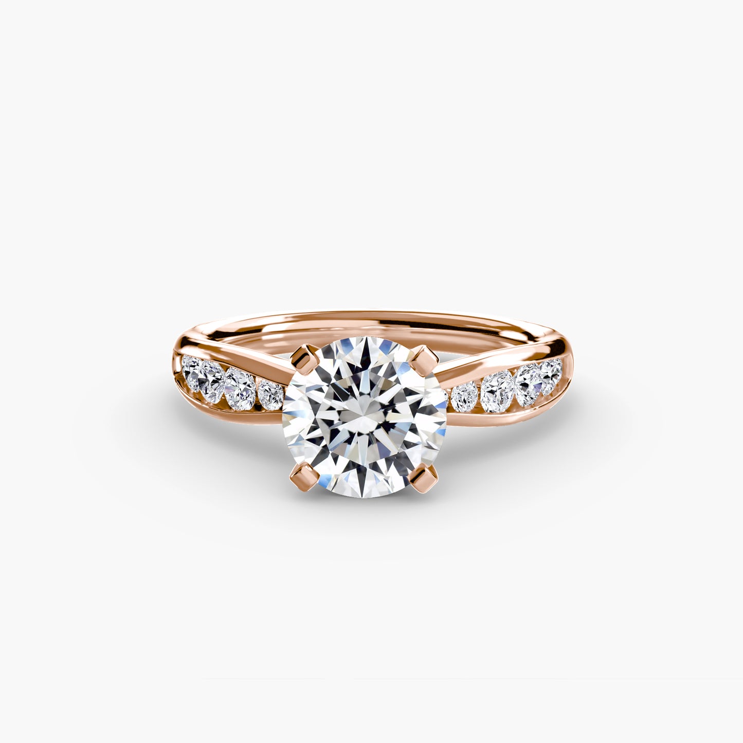 2.3mm | Tapered Engagement Ring with Channel-Set Round Accent Stones
