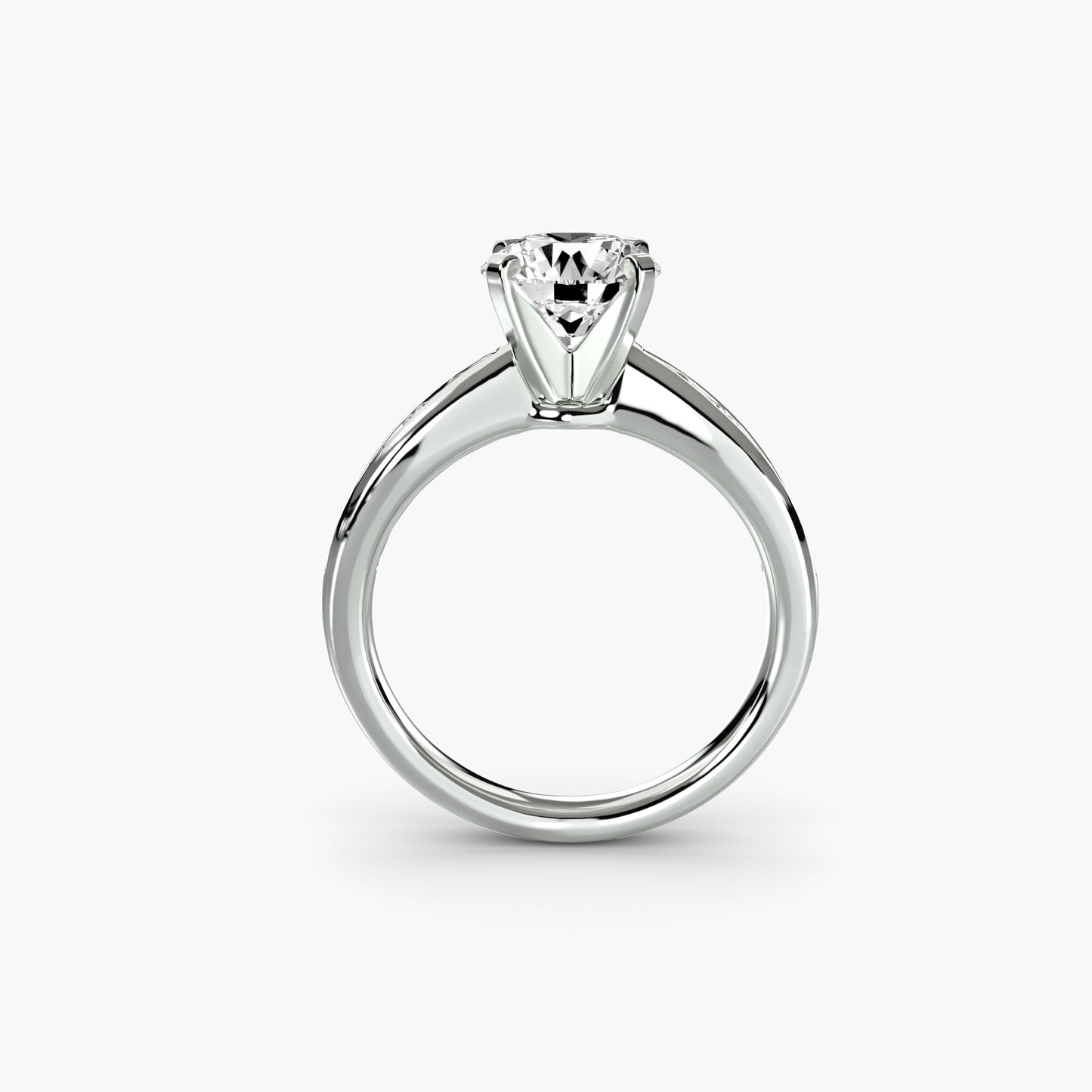 2.3mm | Tapered Engagement Ring with Channel-Set Round Accent Stones