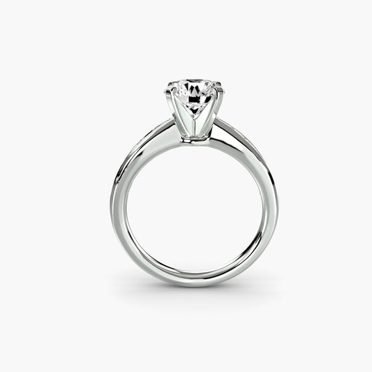 2.3mm | Tapered Engagement Ring with Channel-Set Round Accent Stones