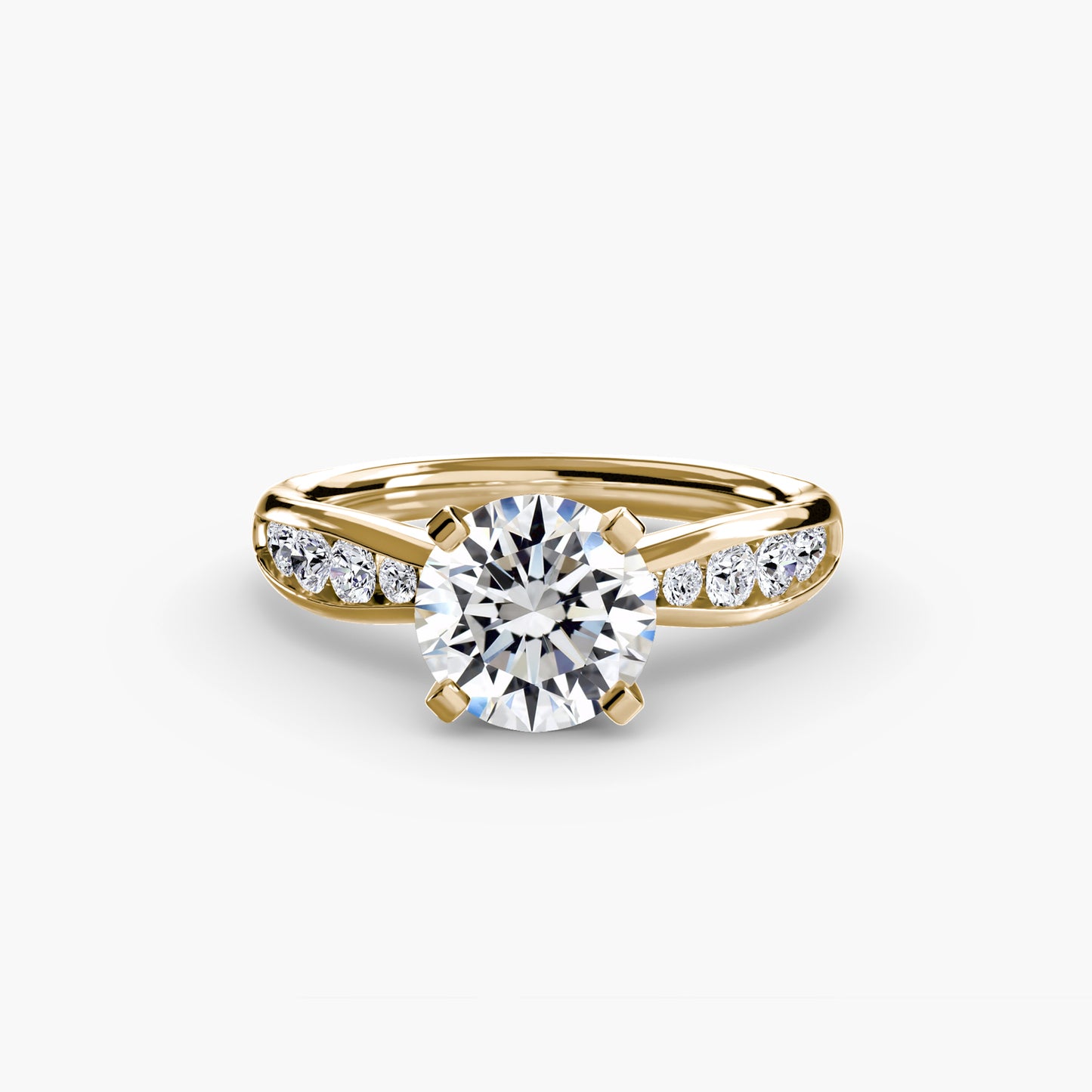 2.3mm | Tapered Engagement Ring with Channel-Set Round Accent Stones