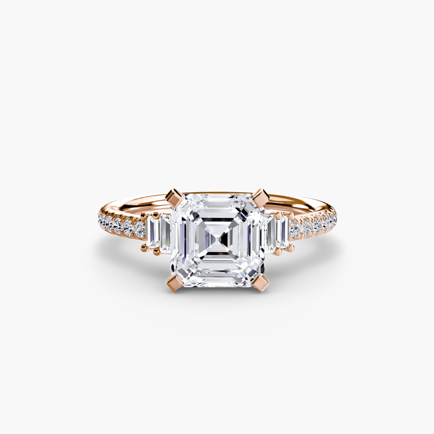 2.4mm | Accented Engagement Ring with Baguette Side Stones
