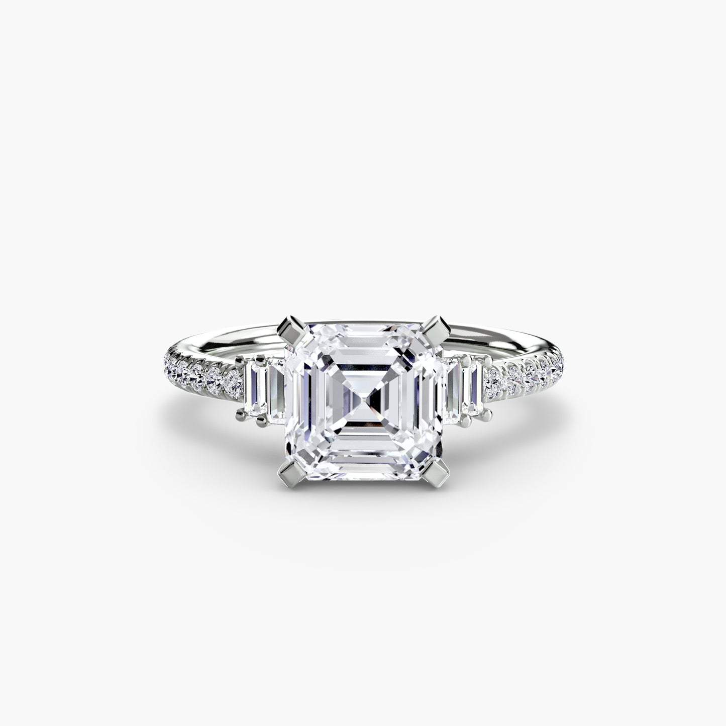 2.4mm | Accented Engagement Ring with Baguette Side Stones