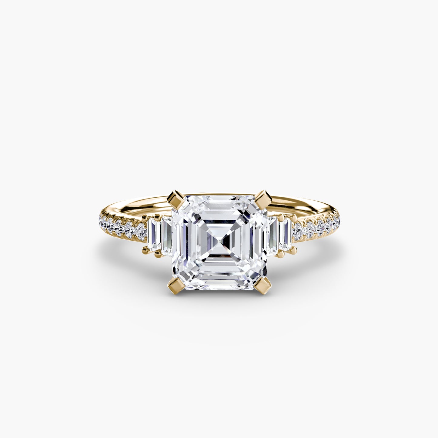 2.4mm | Accented Engagement Ring with Baguette Side Stones