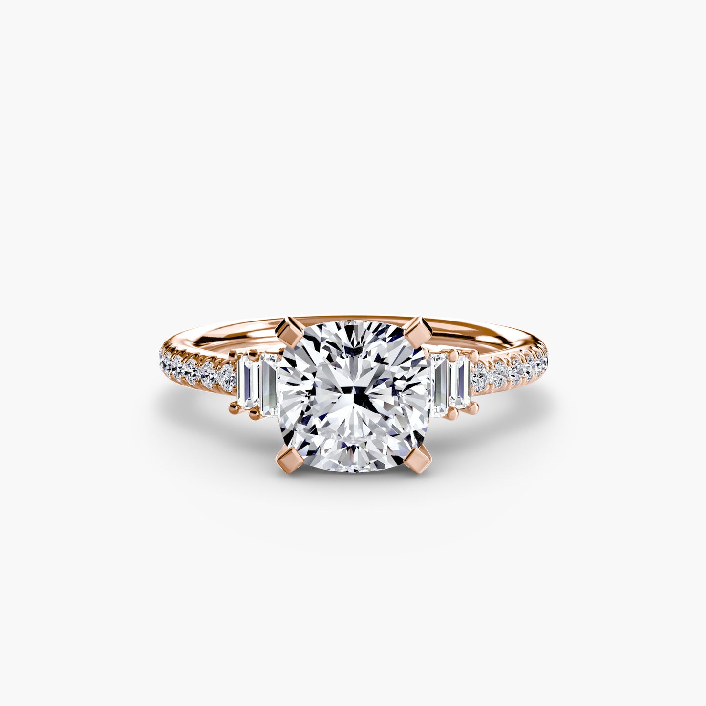 2.4mm | Accented Engagement Ring with Baguette Side Stones