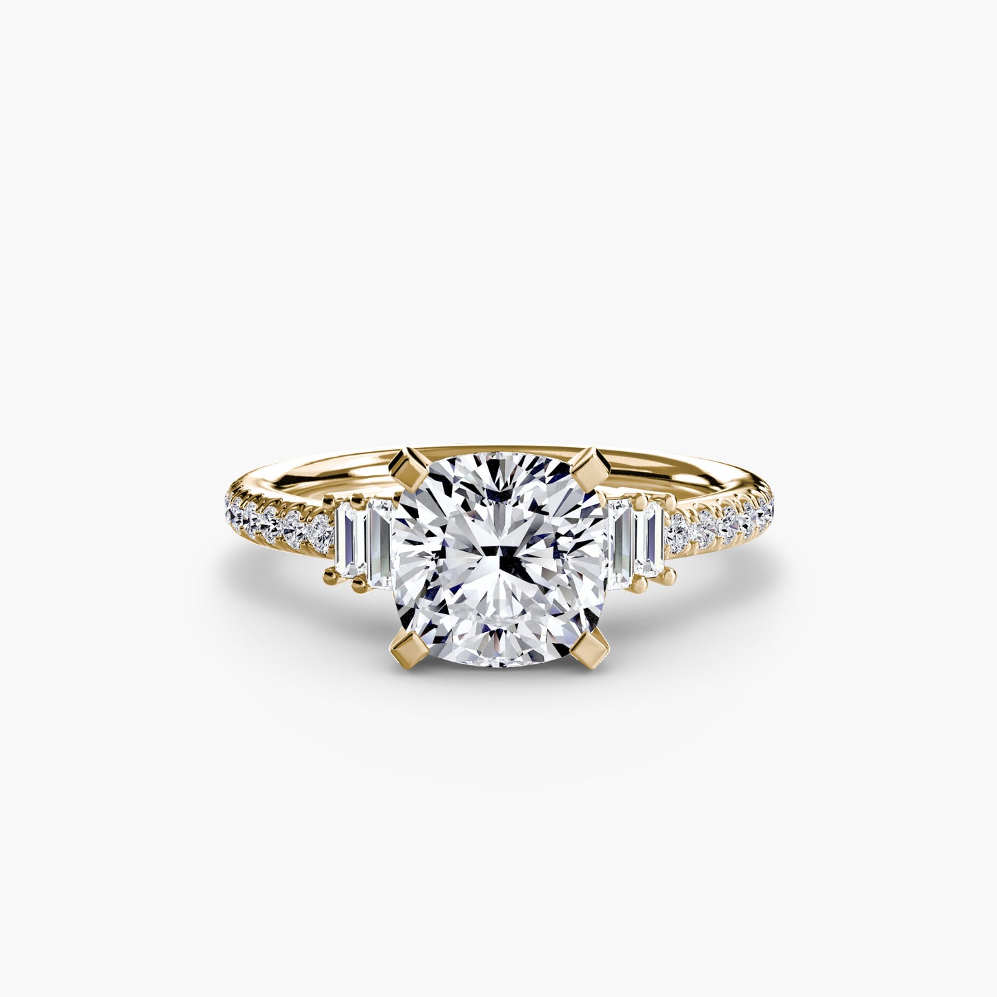 2.4mm | Accented Engagement Ring with Baguette Side Stones
