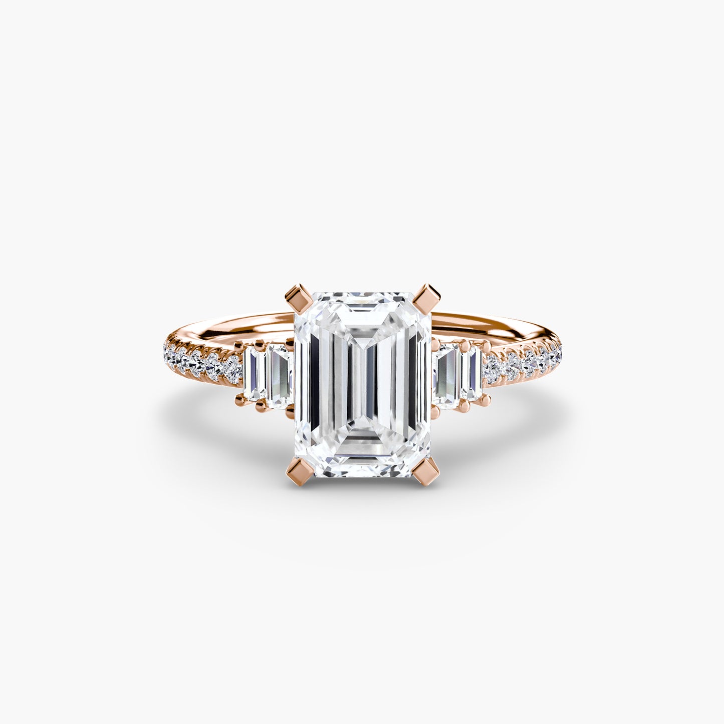 2.4mm | Accented Engagement Ring with Baguette Side Stones