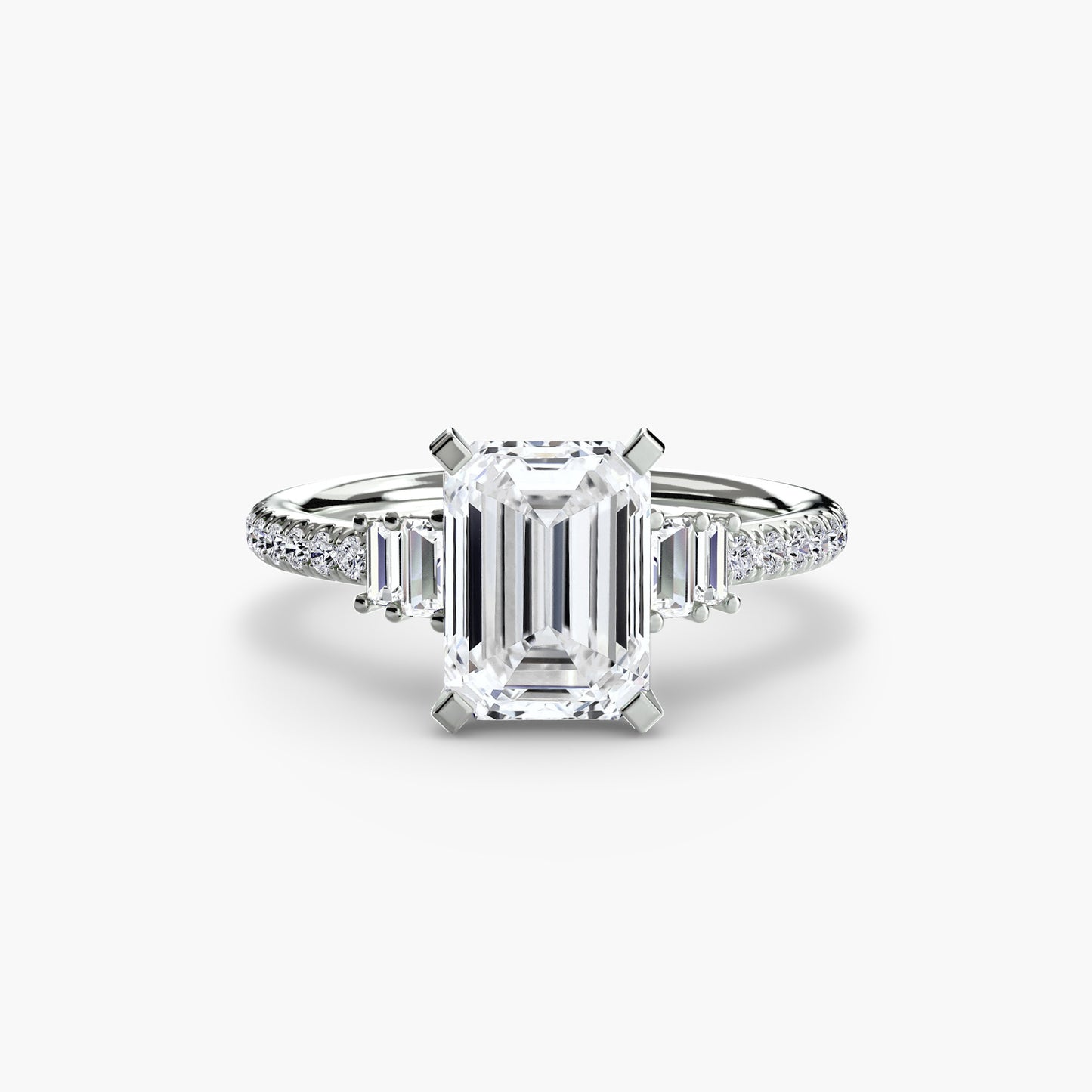 2.4mm | Accented Engagement Ring with Baguette Side Stones