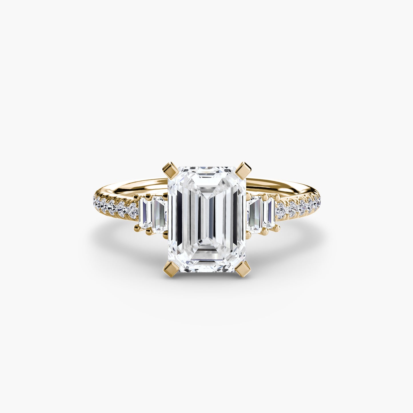 2.4mm | Accented Engagement Ring with Baguette Side Stones