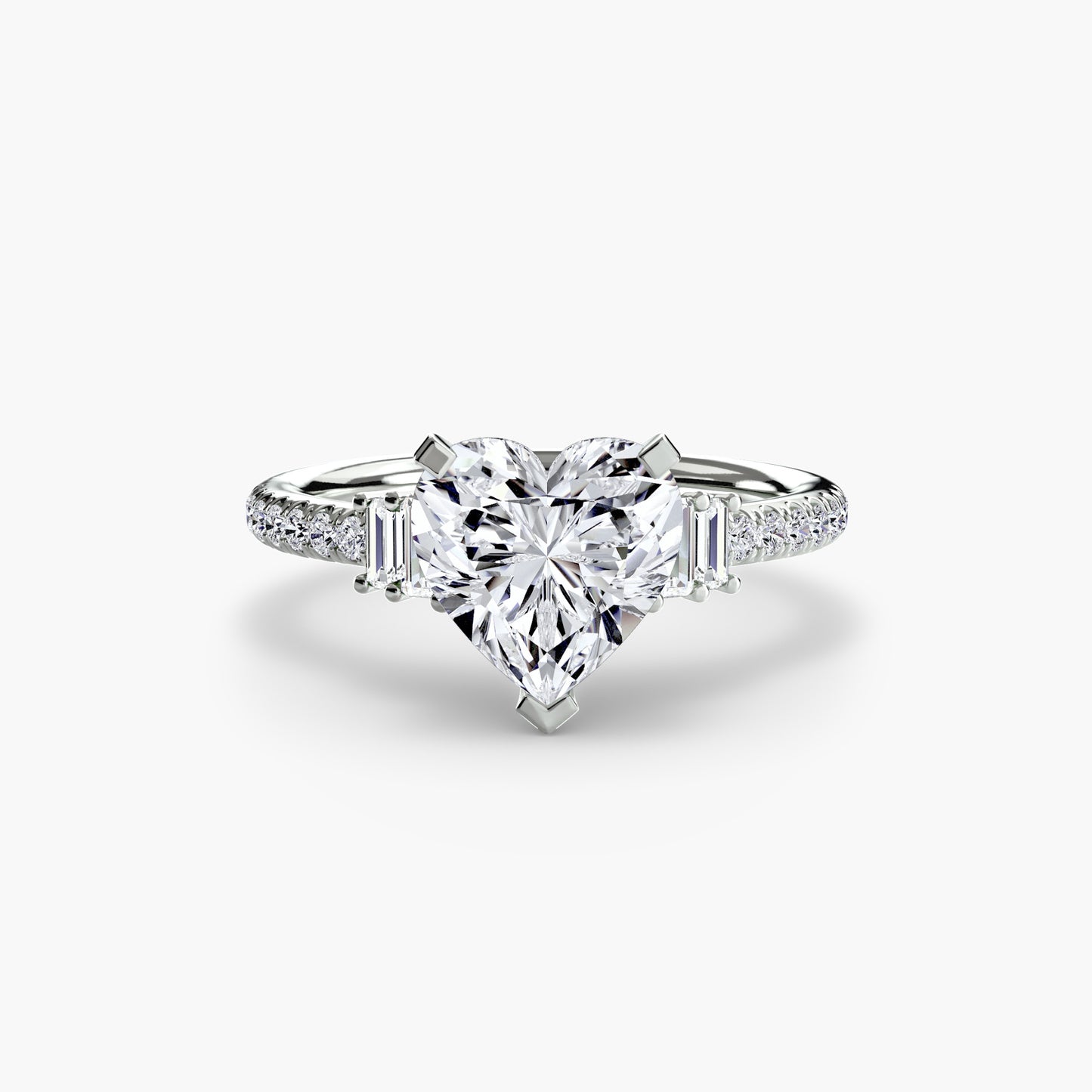 2.4mm | Accented Engagement Ring with Baguette Side Stones