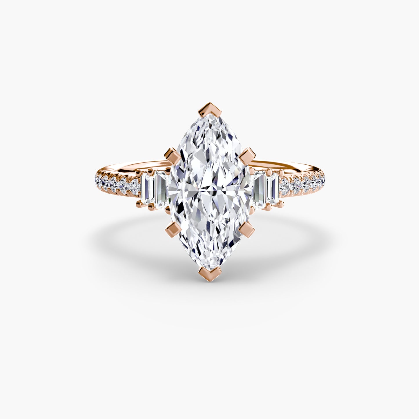 2.4mm | Accented Engagement Ring with Baguette Side Stones