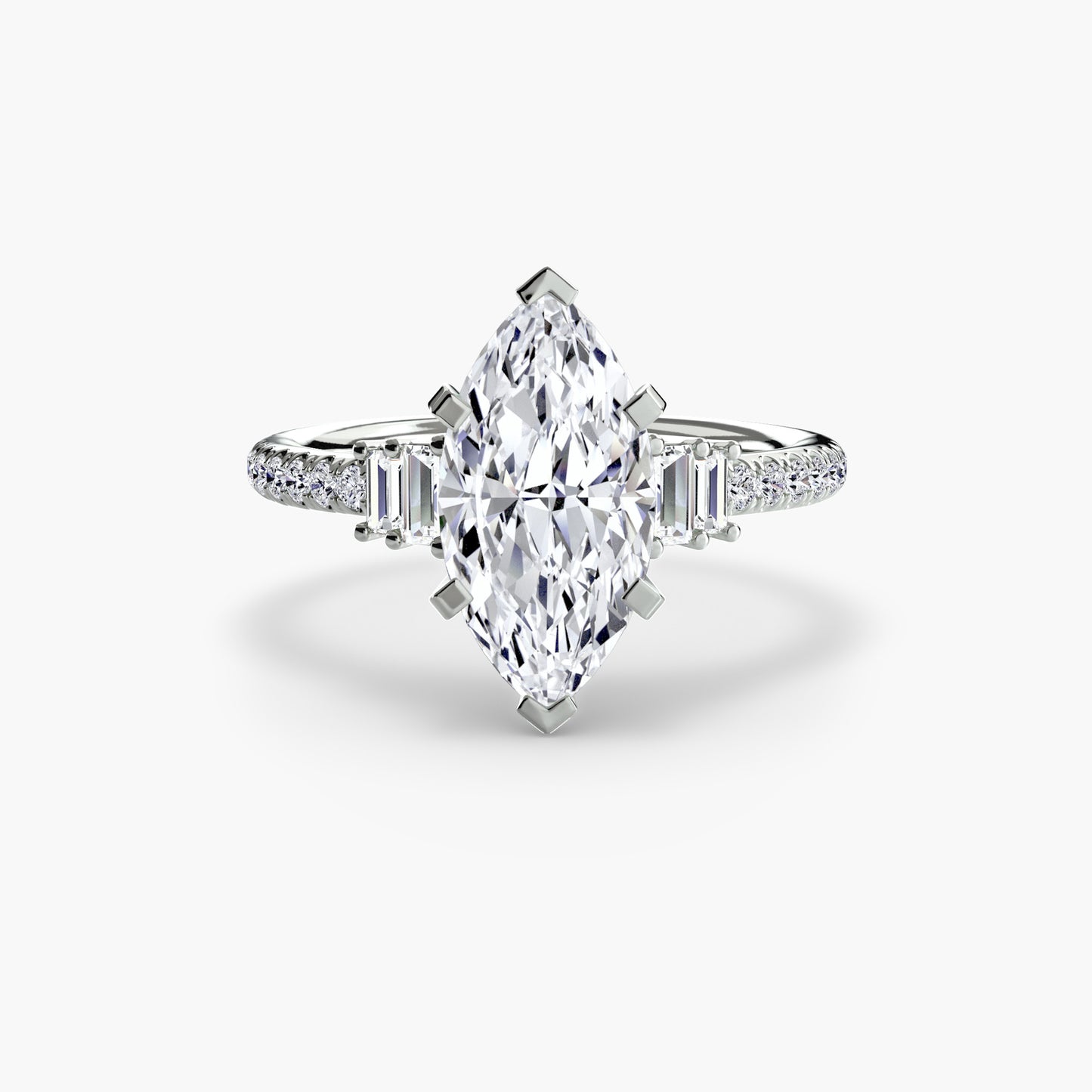 2.4mm | Accented Engagement Ring with Baguette Side Stones