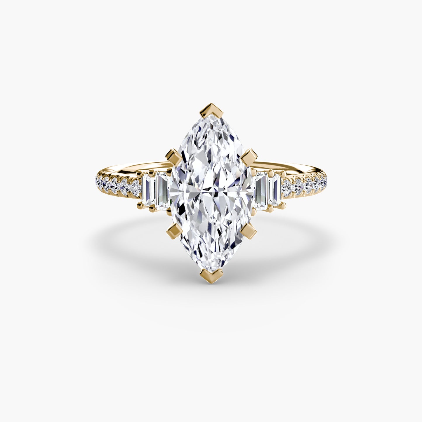 2.4mm | Accented Engagement Ring with Baguette Side Stones