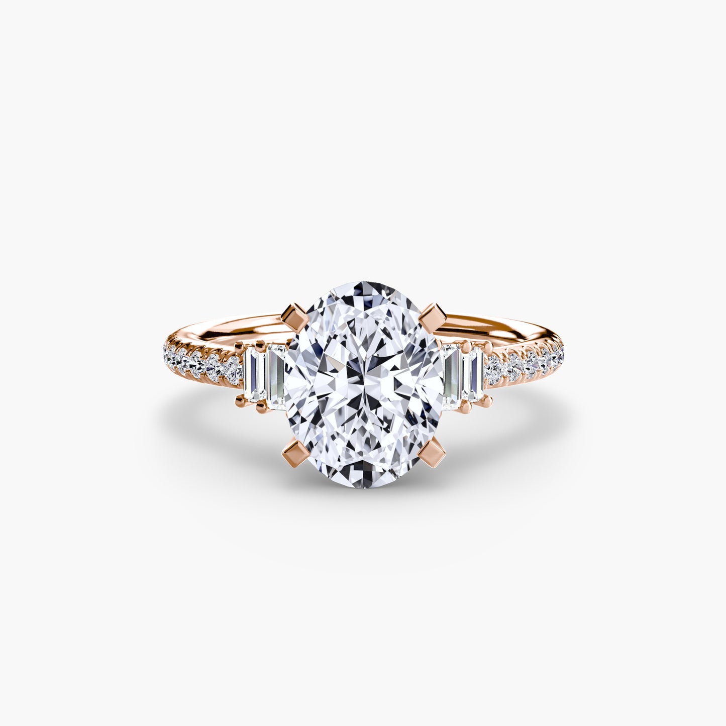 2.4mm | Accented Engagement Ring with Baguette Side Stones