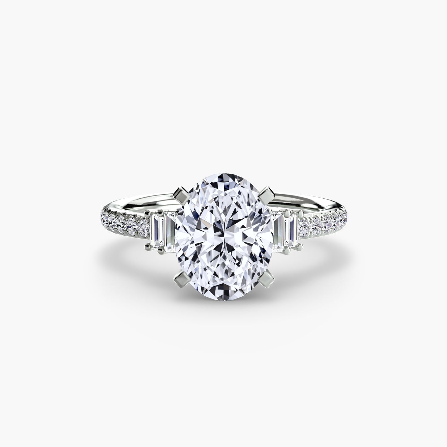 2.4mm | Accented Engagement Ring with Baguette Side Stones