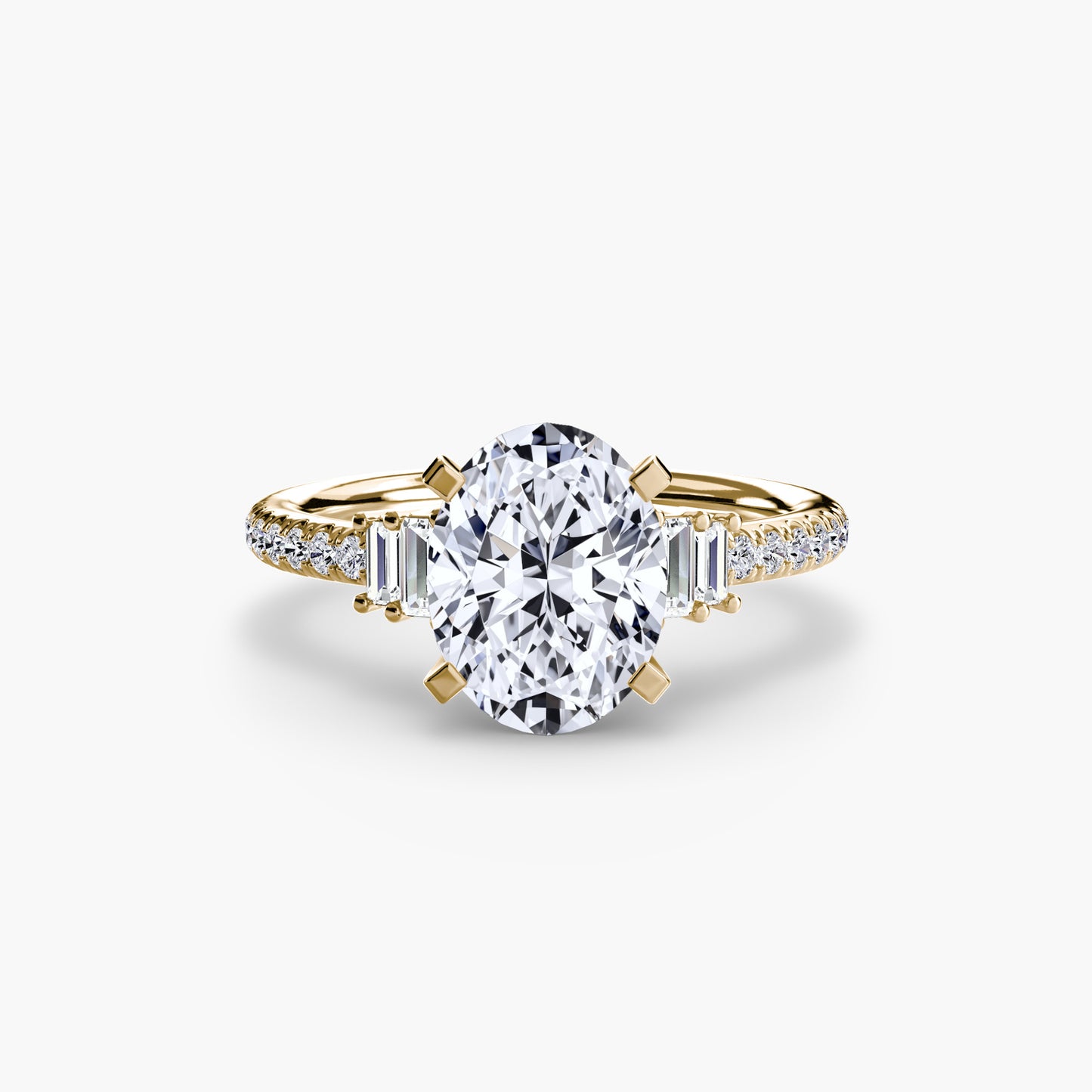 2.4mm | Accented Engagement Ring with Baguette Side Stones