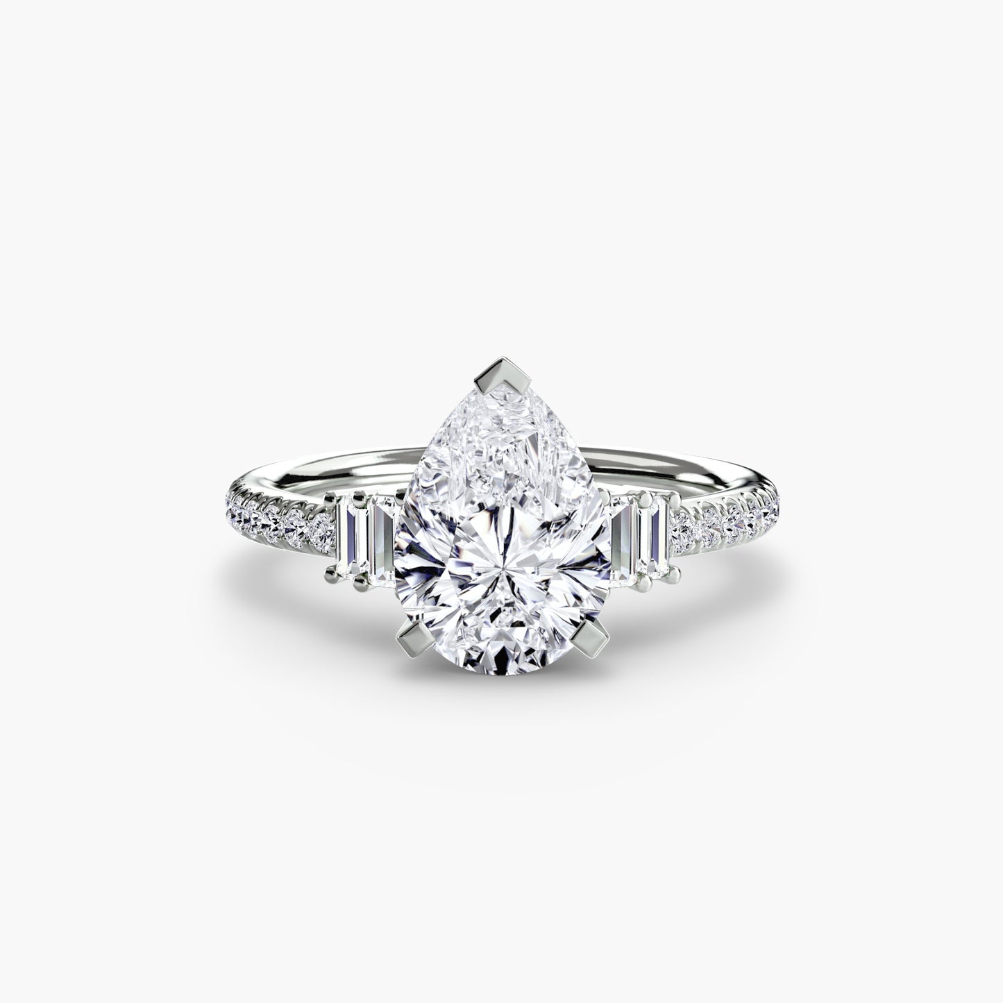 2.4mm | Accented Engagement Ring with Baguette Side Stones