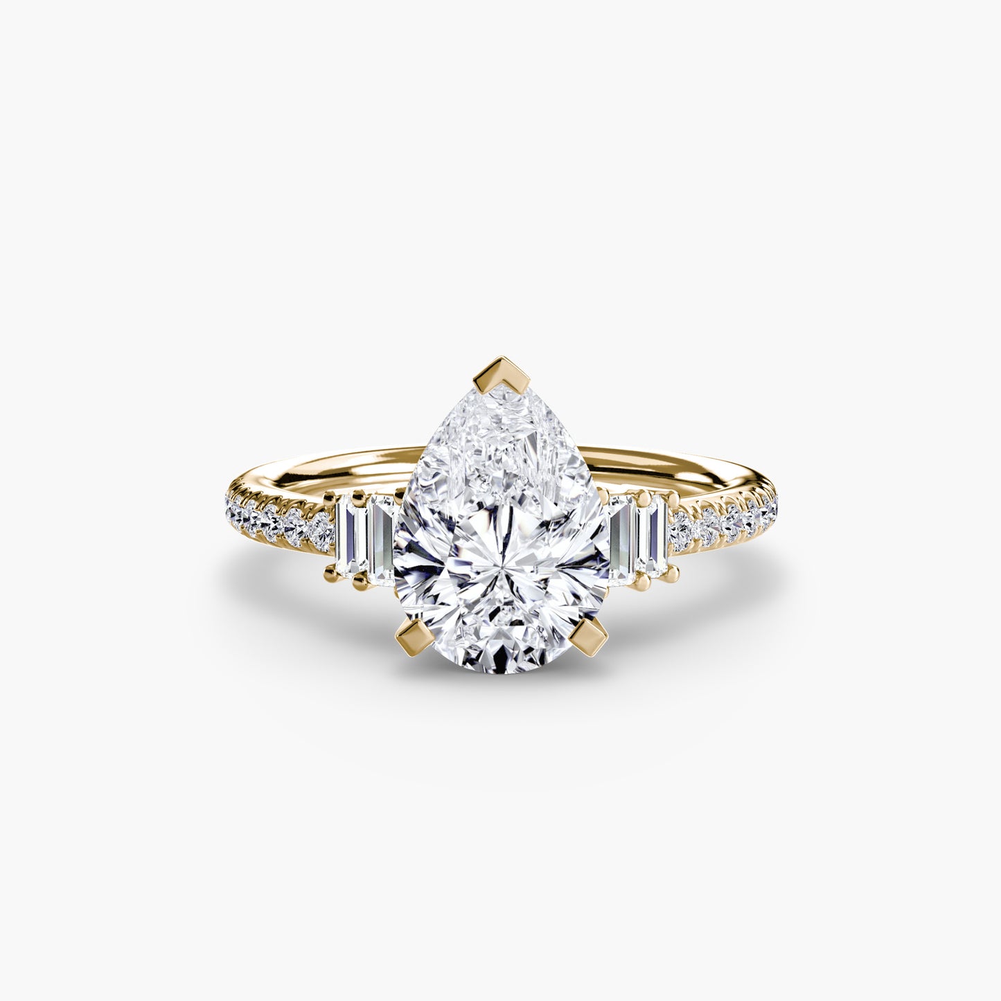 2.4mm | Accented Engagement Ring with Baguette Side Stones