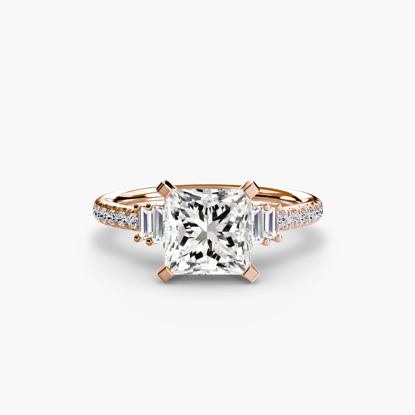 2.4mm | Accented Engagement Ring with Baguette Side Stones