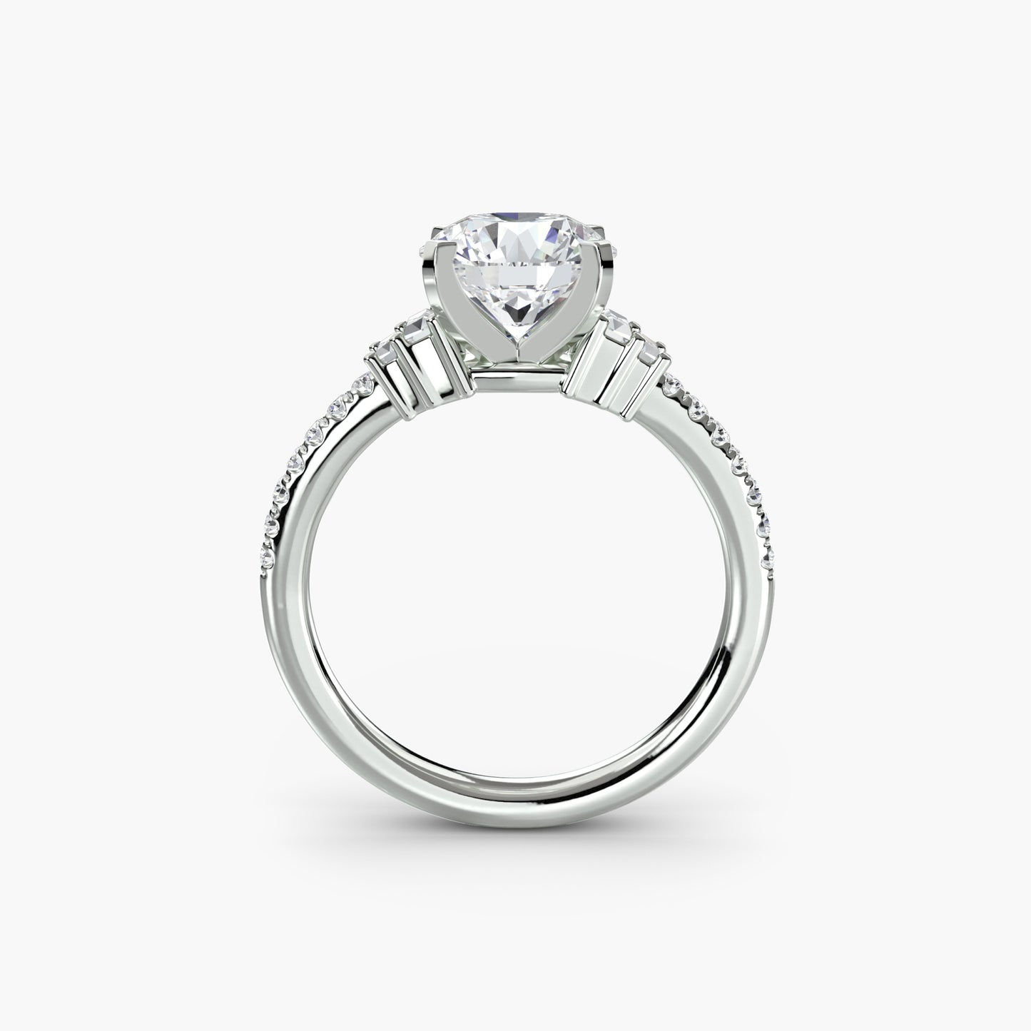 2.4mm | Accented Engagement Ring with Baguette Side Stones