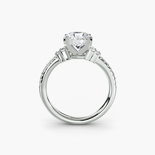 2.4mm | Accented Engagement Ring with Baguette Side Stones