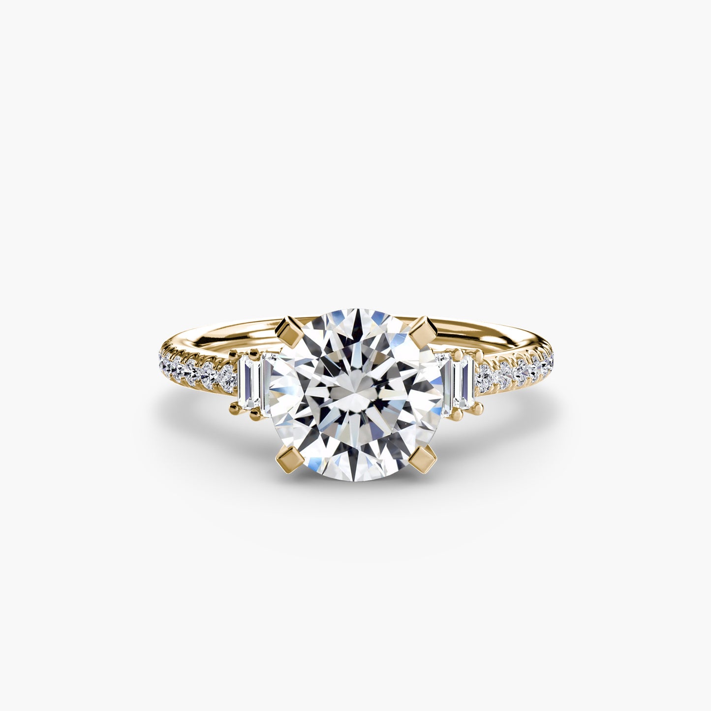 2.4mm | Accented Engagement Ring with Baguette Side Stones