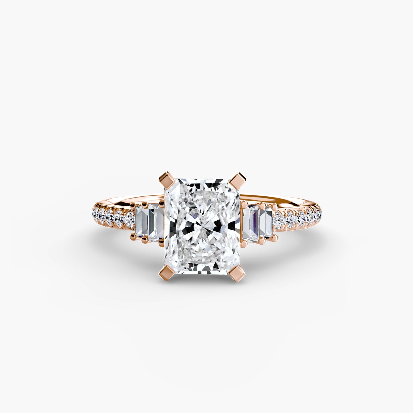 2.4mm | Accented Engagement Ring with Baguette Side Stones