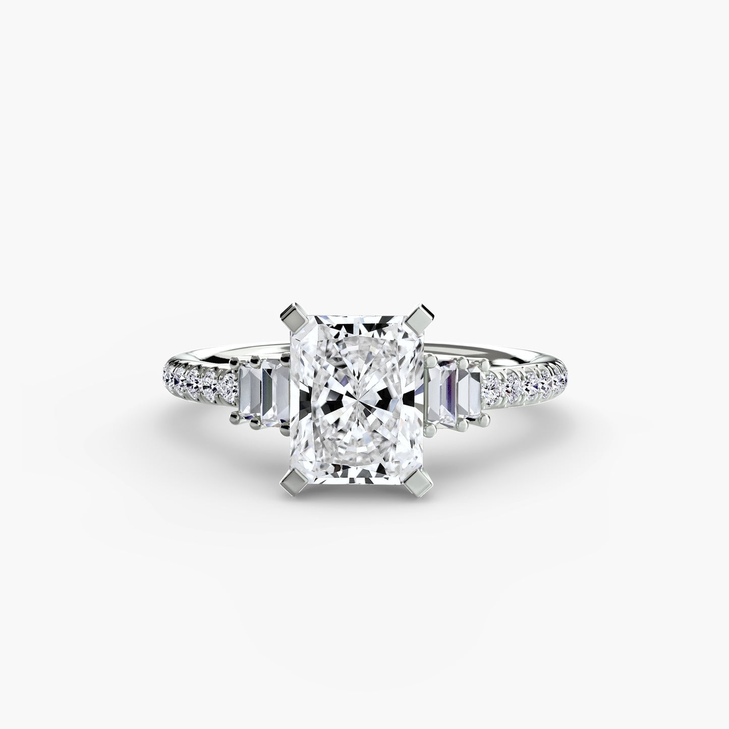 2.4mm | Accented Engagement Ring with Baguette Side Stones