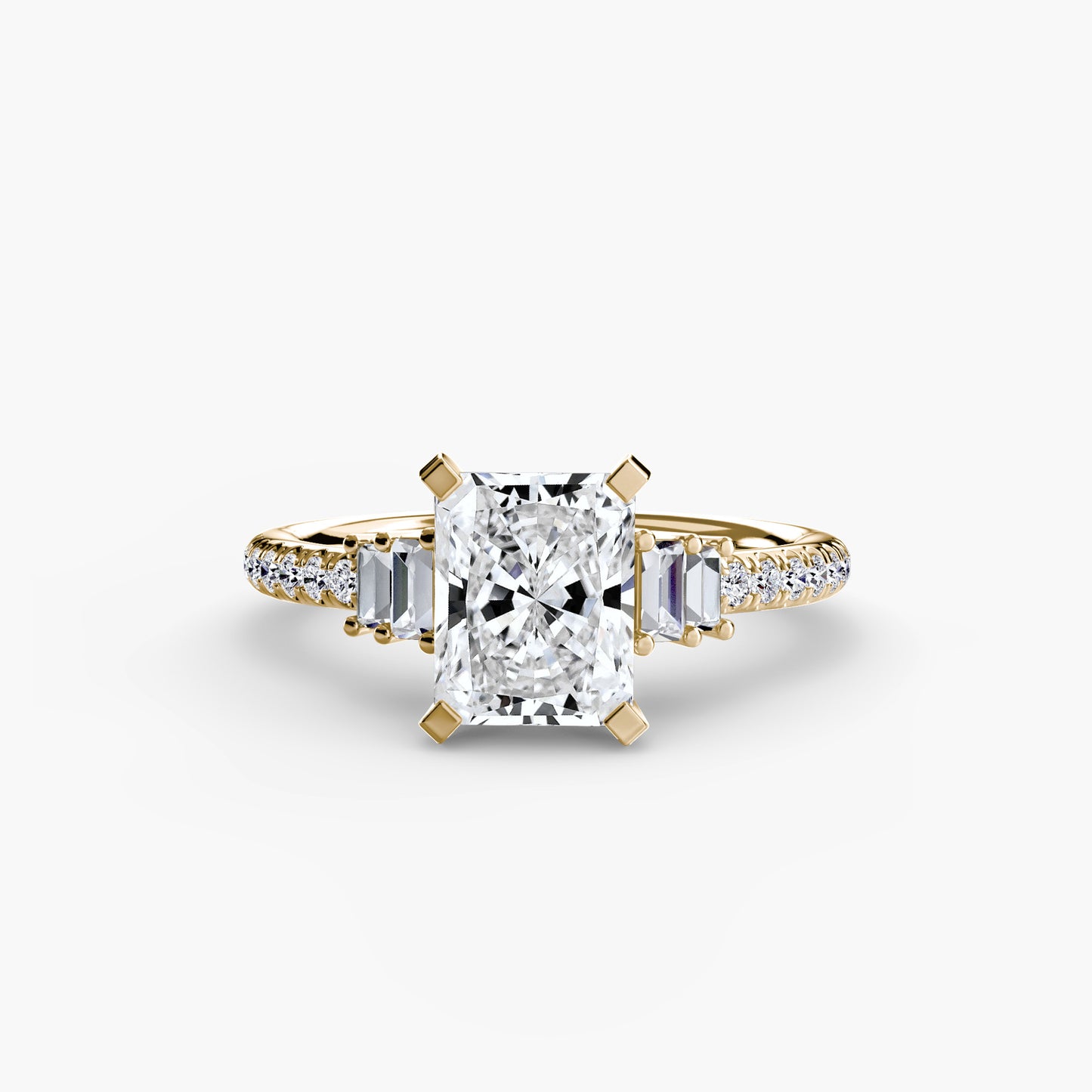 2.4mm | Accented Engagement Ring with Baguette Side Stones