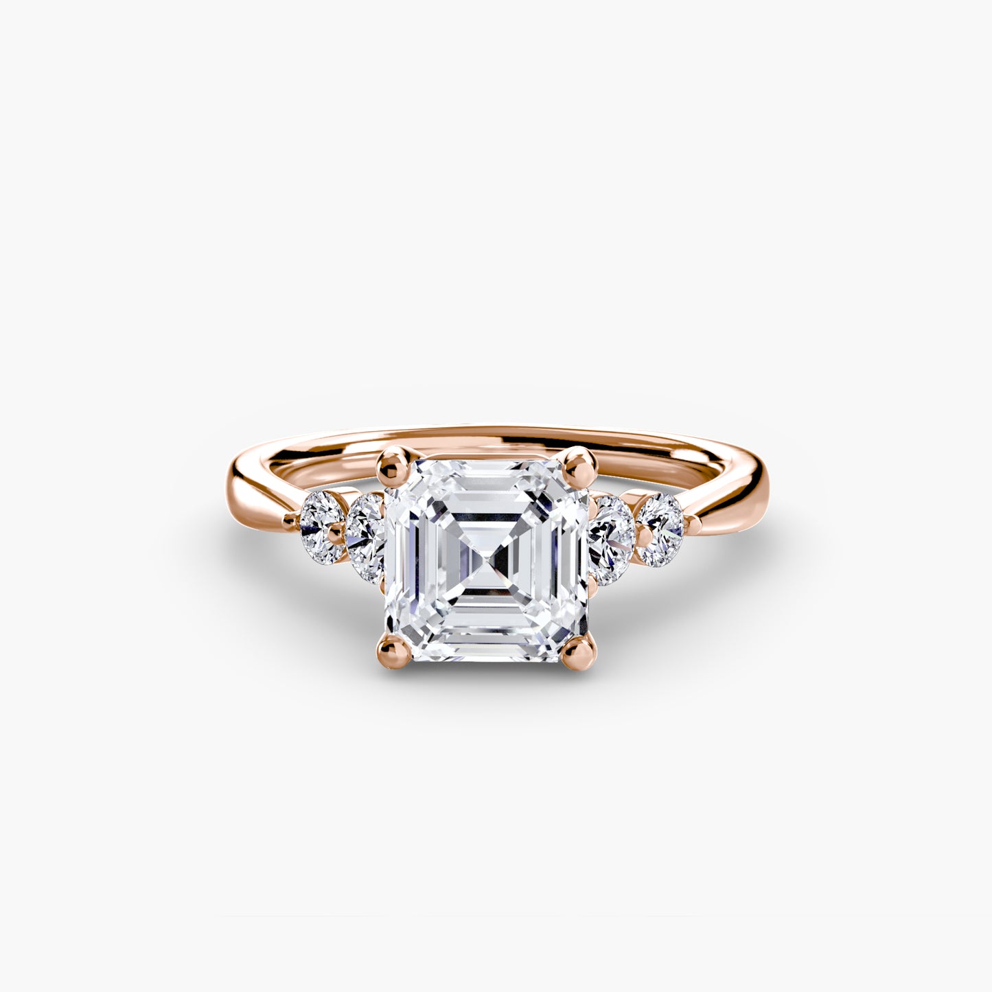 2.0mm | Cathedral Engagement Ring with Round Side Accent Stones