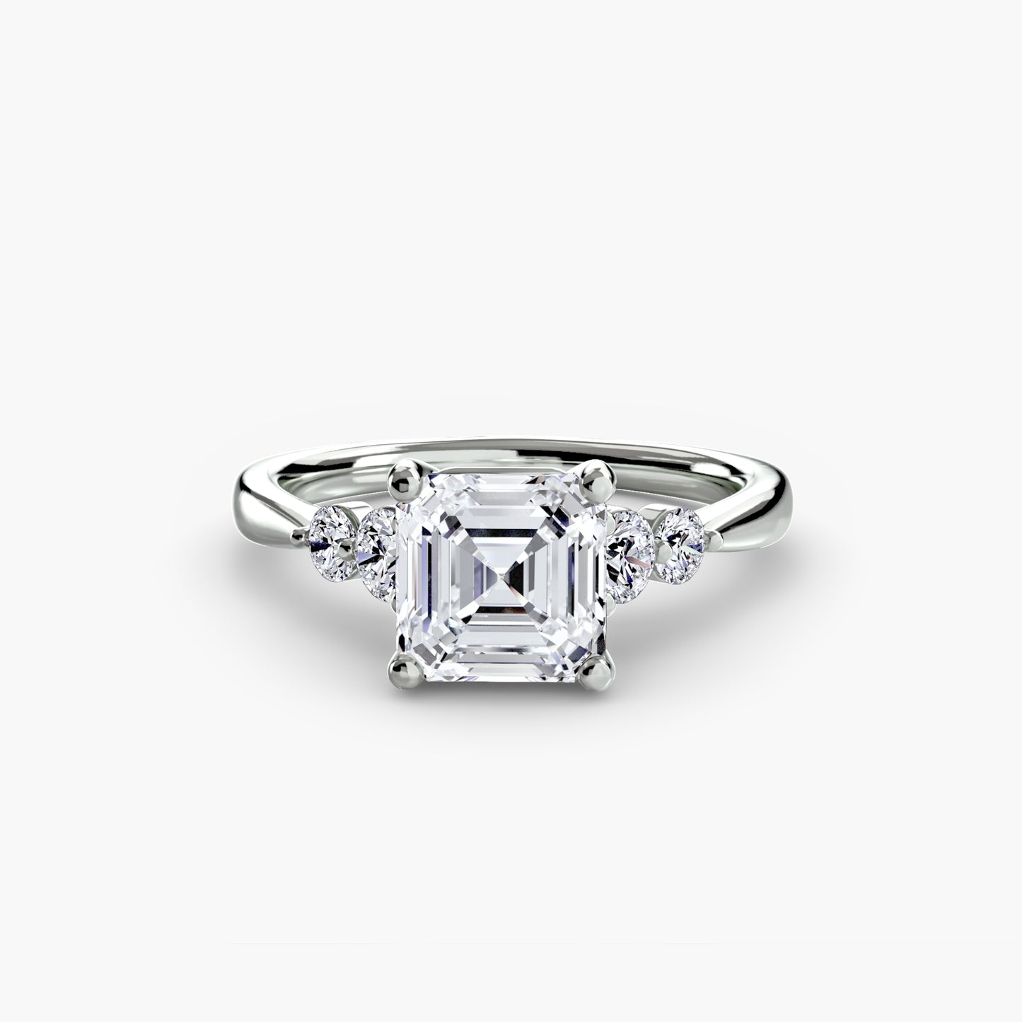 2.0mm | Cathedral Engagement Ring with Round Side Accent Stones