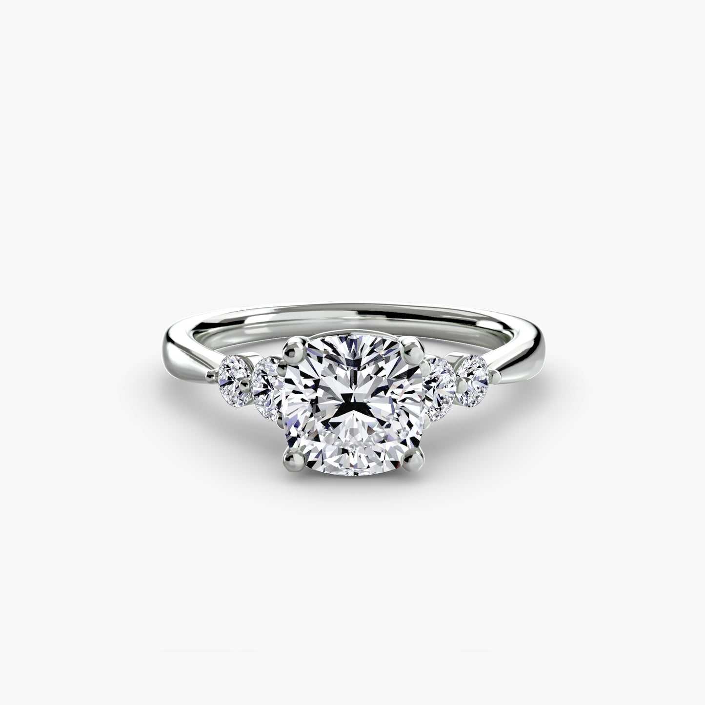 2.0mm | Cathedral Engagement Ring with Round Side Accent Stones