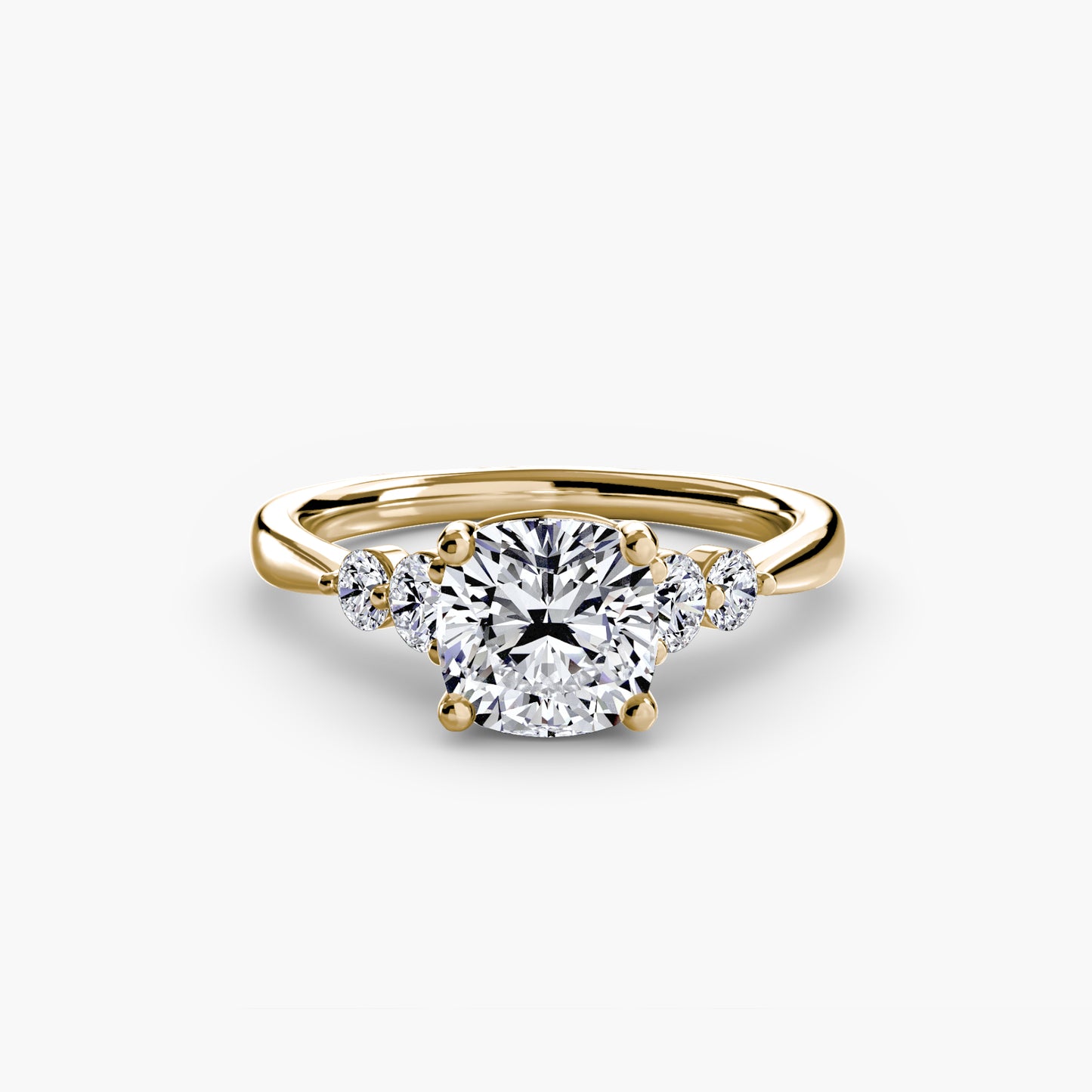 2.0mm | Cathedral Engagement Ring with Round Side Accent Stones