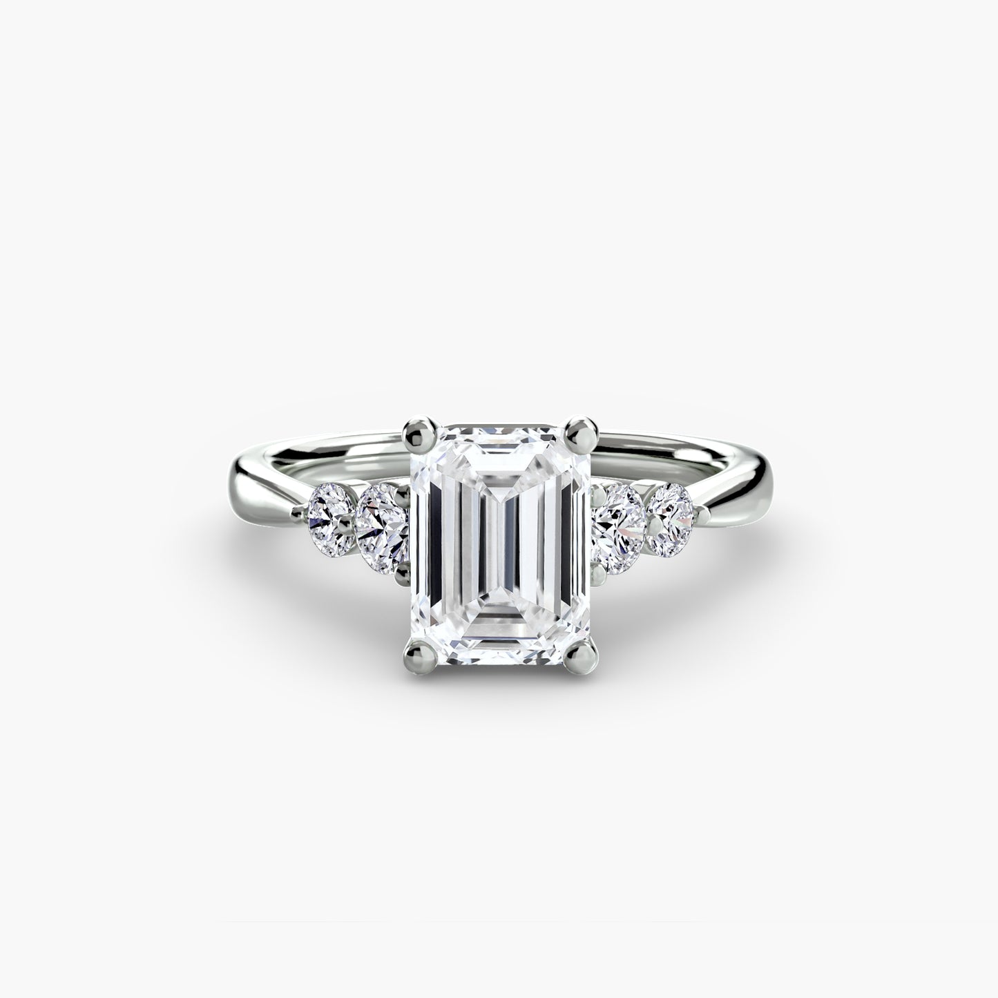 2.0mm | Cathedral Engagement Ring with Round Side Accent Stones