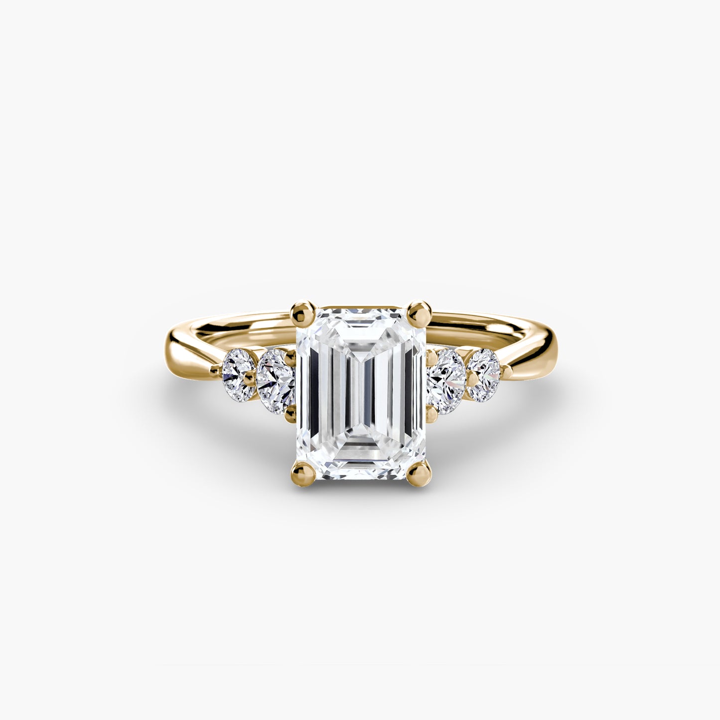 2.0mm | Cathedral Engagement Ring with Round Side Accent Stones