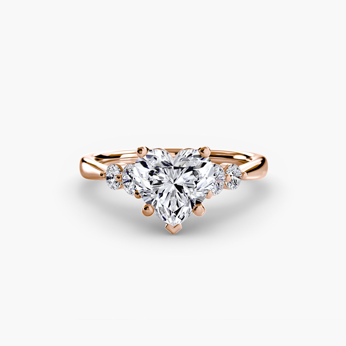 2.0mm | Cathedral Engagement Ring with Round Side Accent Stones