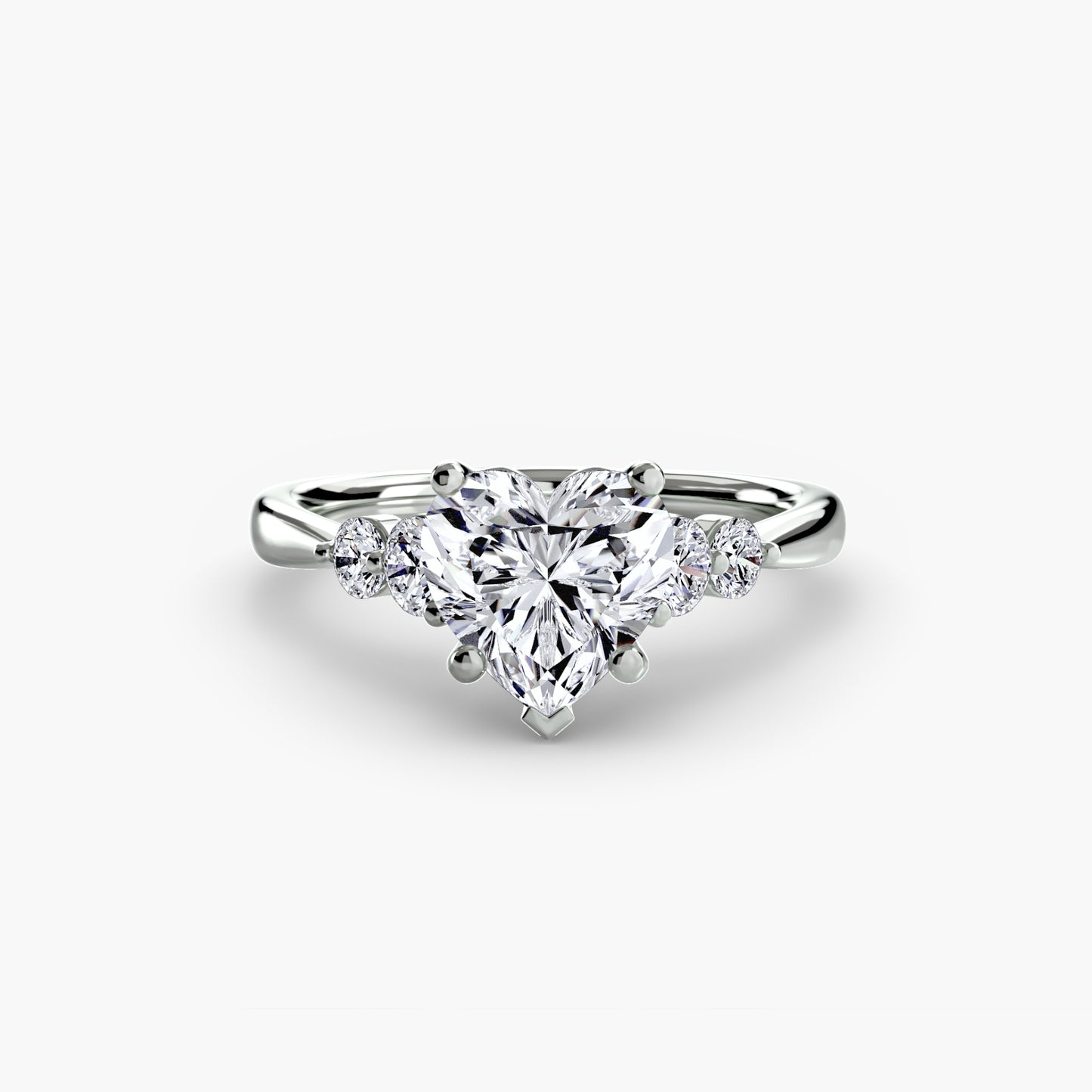 2.0mm | Cathedral Engagement Ring with Round Side Accent Stones