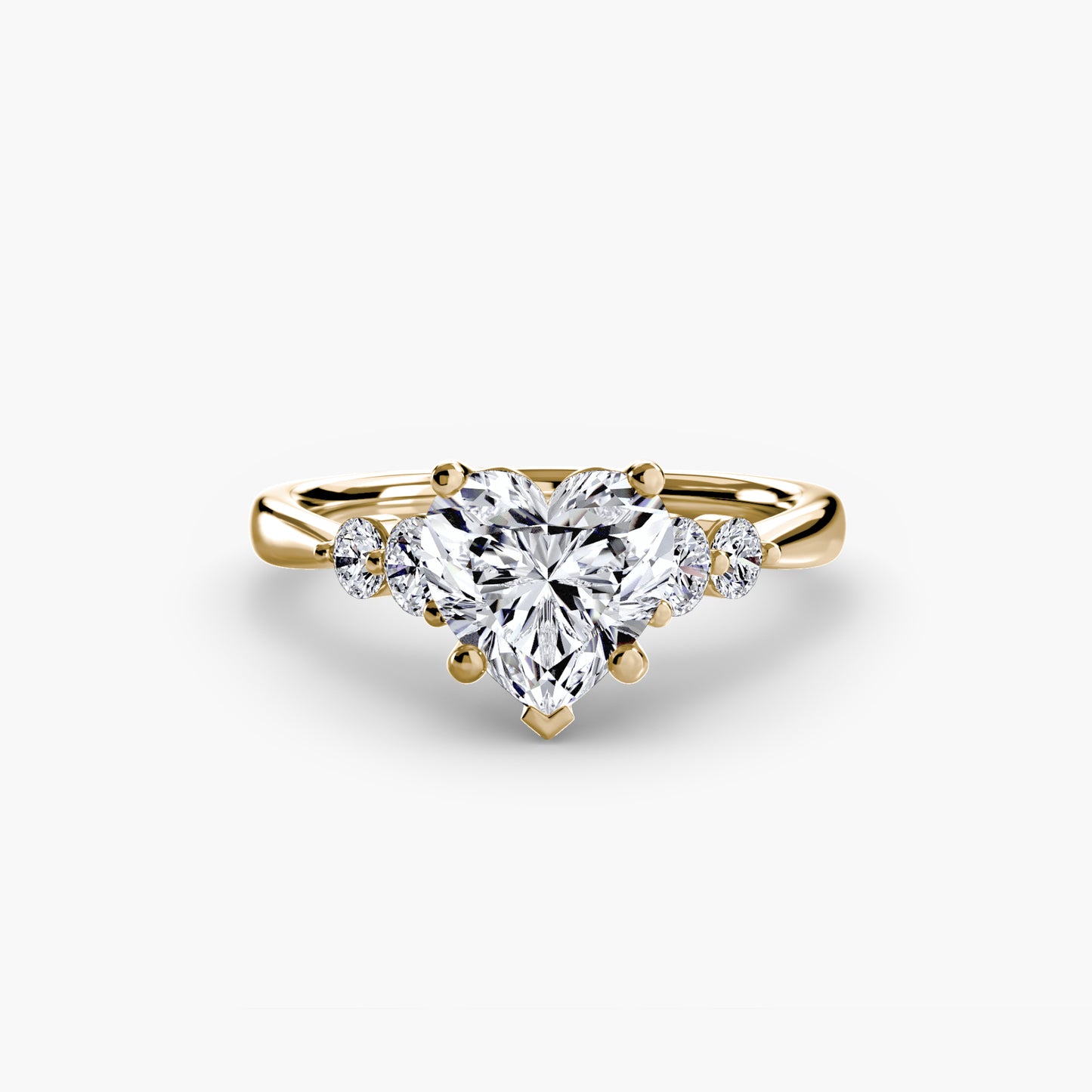 2.0mm | Cathedral Engagement Ring with Round Side Accent Stones