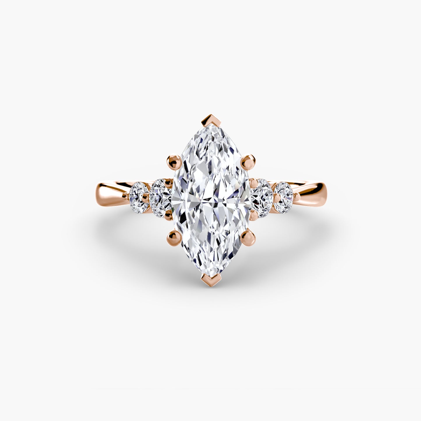 2.0mm | Cathedral Engagement Ring with Round Side Accent Stones